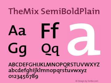 TheMix SemiBoldPlain Version 1.0 Font Sample