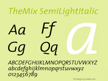 TheMix SemiLightItalic Version 1.0图片样张