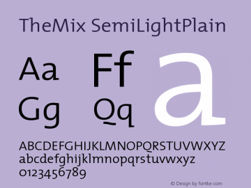 TheMix SemiLightPlain Version 1.0 Font Sample