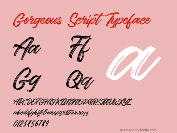Gorgeous Personal Use Only Version 1.000 Font Sample