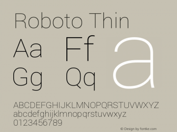 Roboto Thin Version 1.200310; 2013; build; 20140304 Font Sample