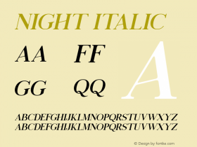 Night Italic Version 1.000 Font Sample