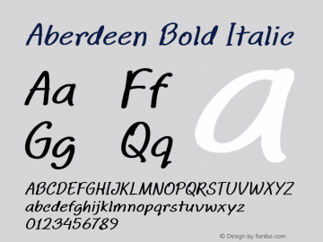 Aberdeen Bold Italic Version 1.00 October 26, 2014, initial release Font Sample
