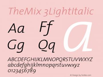 TheMix 3LightItalic Version 1.0 Font Sample