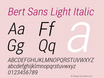 Bert Sans Light Italic Version 12.135;January 10, 2020;FontCreator 12.0.0.2547 64-bit图片样张