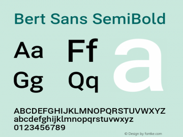 Bert Sans SemiBold Version 12.135;January 11, 2020;FontCreator 12.0.0.2547 64-bit Font Sample