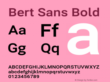 Bert Sans Bold Version 12.135;January 11, 2020;FontCreator 12.0.0.2547 64-bit Font Sample
