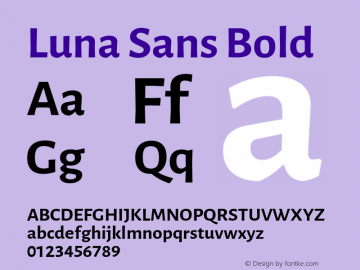 Luna Sans Bold Version 2.001;January 11, 2020;FontCreator 12.0.0.2547 64-bit图片样张