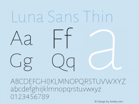 Luna Sans Thin Version 2.001;January 11, 2020;FontCreator 12.0.0.2547 64-bit Font Sample