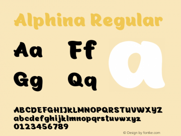 Alphina Version 1.00;January 3, 2020;FontCreator 11.5.0.2422 64-bit图片样张