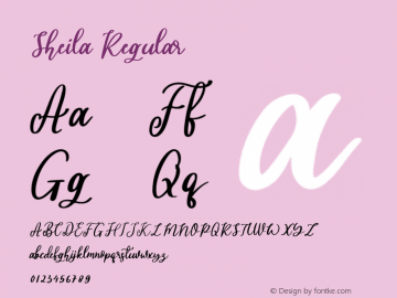 Sheila Version 1.00;September 30, 2019;FontCreator 12.0.0.2545 64-bit图片样张