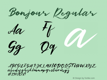 Bonjour Version 1.00;May 14, 2019;FontCreator 11.5.0.2430 64-bit Font Sample