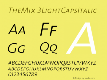 TheMix 3LightCapsItalic Version 1.0 Font Sample