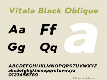 Vitala Black Oblique Version 1.000;hotconv 1.0.109;makeotfexe 2.5.65596 Font Sample
