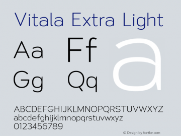 Vitala Extra Light Version 1.000 Font Sample