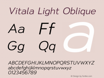 Vitala Light Oblique Version 1.000;hotconv 1.0.109;makeotfexe 2.5.65596 Font Sample
