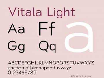 Vitala Light Version 1.000;hotconv 1.0.109;makeotfexe 2.5.65596 Font Sample