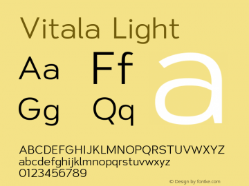 Vitala Light Version 1.000 Font Sample