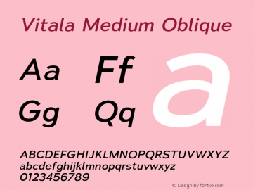 Vitala Medium Oblique Version 1.000;hotconv 1.0.109;makeotfexe 2.5.65596 Font Sample