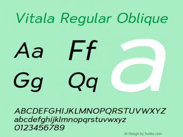 Vitala Regular Oblique Version 1.000 Font Sample