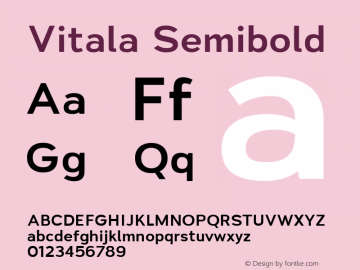 Vitala Semibold Version 1.000 Font Sample