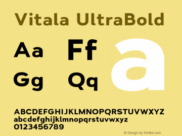 Vitala UltraBold Version 1.000 Font Sample