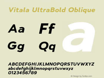 Vitala UltraBold Oblique Version 1.000 Font Sample