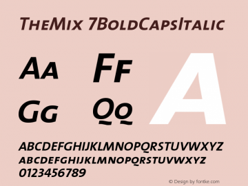 TheMix 7BoldCapsItalic Version 1.0 Font Sample