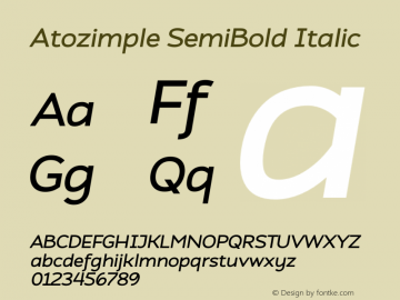 Atozimple SemiBold Italic Version 1.00;January 10, 2020图片样张