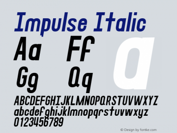 Impulse Italic Version 1.000 Font Sample