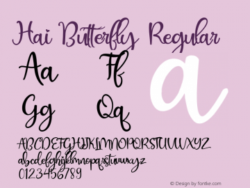 Hai Butterfly Version 1.00;January 3, 2020;FontCreator 11.5.0.2422 64-bit图片样张