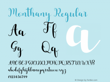 Monthany Version 1.000 Font Sample