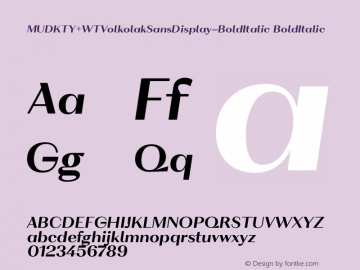 MUDKTY+WTVolkolakSansDisplay-BoldItalic Version 1.0图片样张