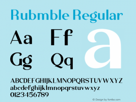 Rubmble Version 1.00;January 3, 2020;FontCreator 11.5.0.2426 32-bit图片样张