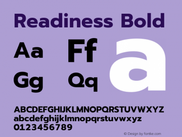 Readiness Bold Version 1.00;January 16, 2020;FontCreator 12.0.0.2550 64-bit; ttfautohint (v1.6) Font Sample