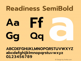 Readiness SemiBold Version 1.00;January 16, 2020;FontCreator 12.0.0.2550 64-bit; ttfautohint (v1.6) Font Sample