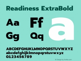 Readiness ExtraBold Version 1.00;January 16, 2020;FontCreator 12.0.0.2550 64-bit; ttfautohint (v1.6)图片样张