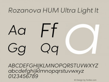 Rozanova HUM Ultra Light It Version 1.019;hotconv 1.0.109;makeotfexe 2.5.65596图片样张