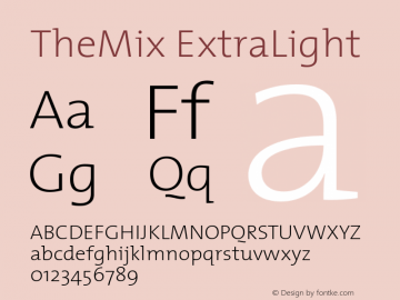 TheMix ExtraLight 1.0 Font Sample