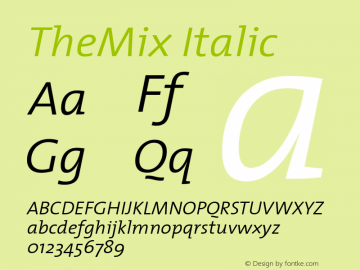 TheMix Italic 1.0 Font Sample