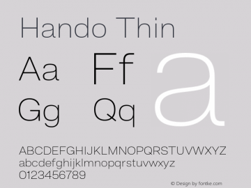 Hando-Thin Version 1.000 Font Sample
