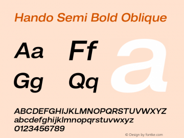 Hando-SemiBoldOblique Version 1.000 Font Sample
