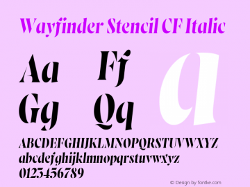 Wayfinder Stencil CF Regular Italic Version 1.000 Font Sample