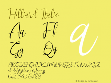 Hilliard Italic Version 1.003;Fontself Maker 3.2.2 Font Sample