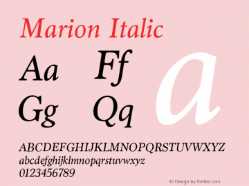 Marion Italic Version 2.001图片样张