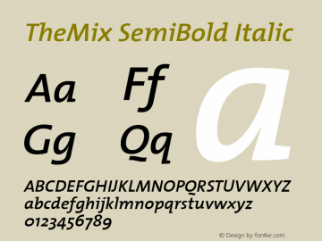 TheMix SemiBold Italic 1.0 Font Sample