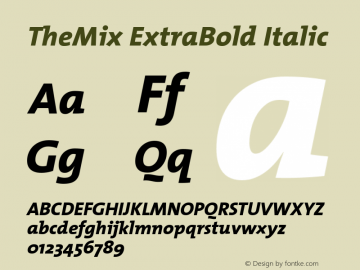 TheMix ExtraBold Italic 1.0 Font Sample