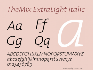 TheMix ExtraLight Italic 1.0图片样张