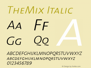 TheMix Italic 1.0 Font Sample