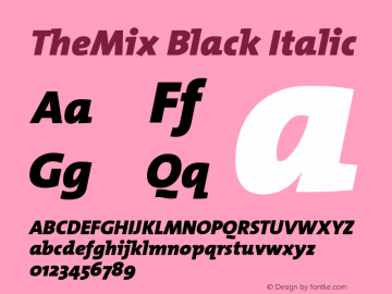 TheMix Black Italic 1.0 Font Sample